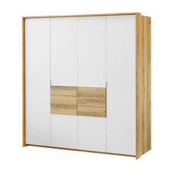 Grand Natural Oak / White Hinged Door Wardrobe 208cm –  TRENTON