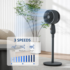 HOMCOM Pedestal Fan, Powerful Air Circulator, 36 Inch Floor Standing Fan with 3 Speed Settings, 70° Oscillating for Bedroom, Home and Office, Grey