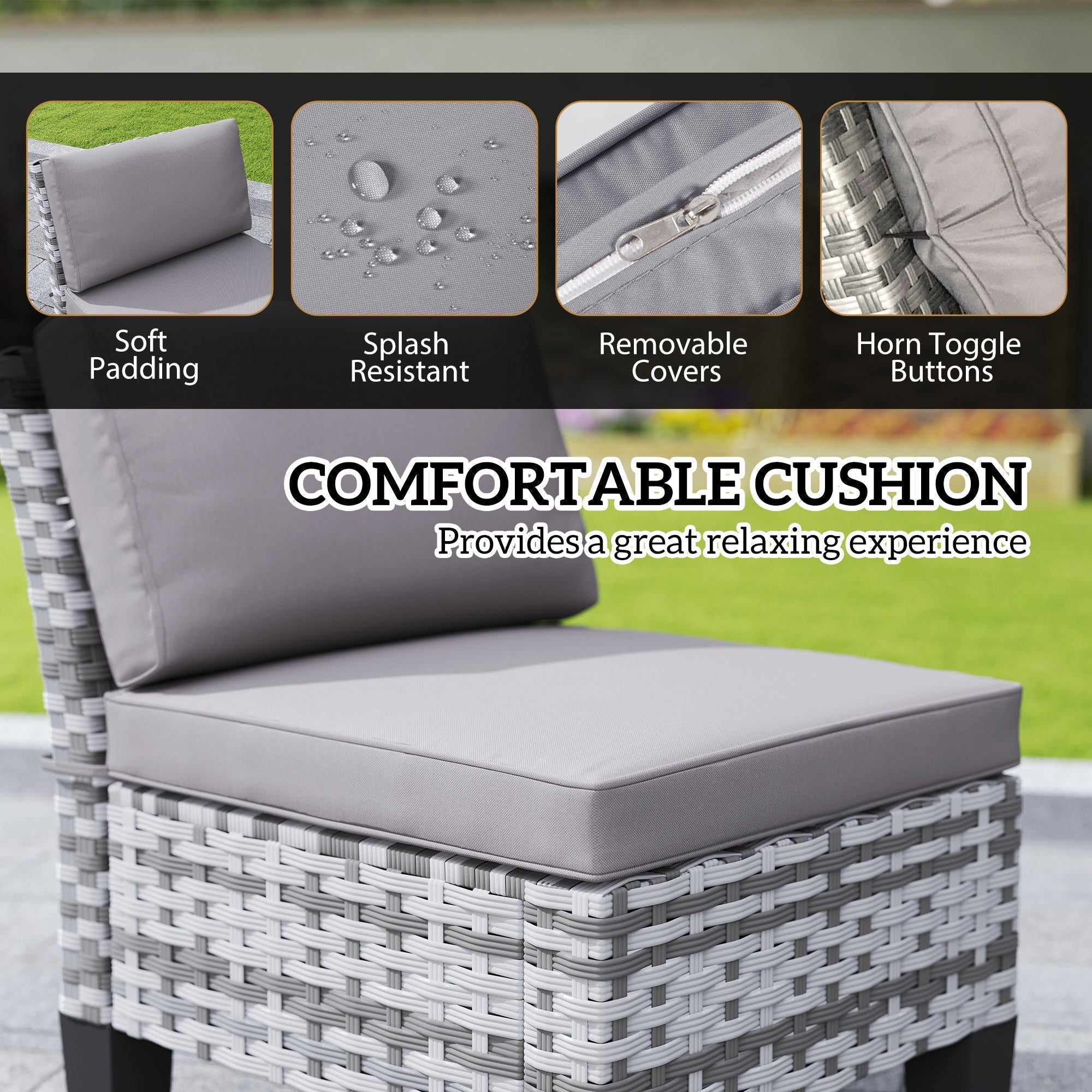 Outsunny Seven-Piece Rattan Dining Set - Grey