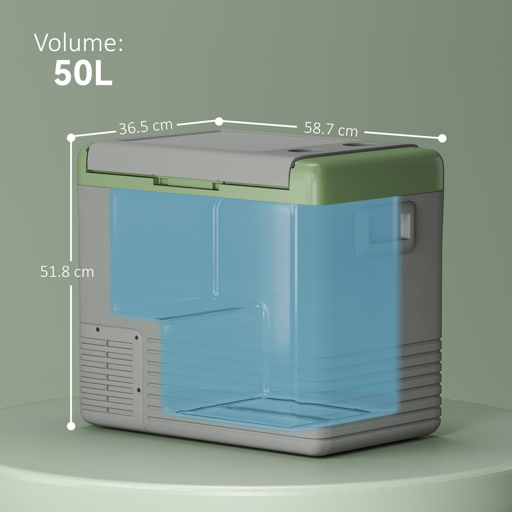Outsunny 50L Portable Car Refrigerator - Light Green and Grey
