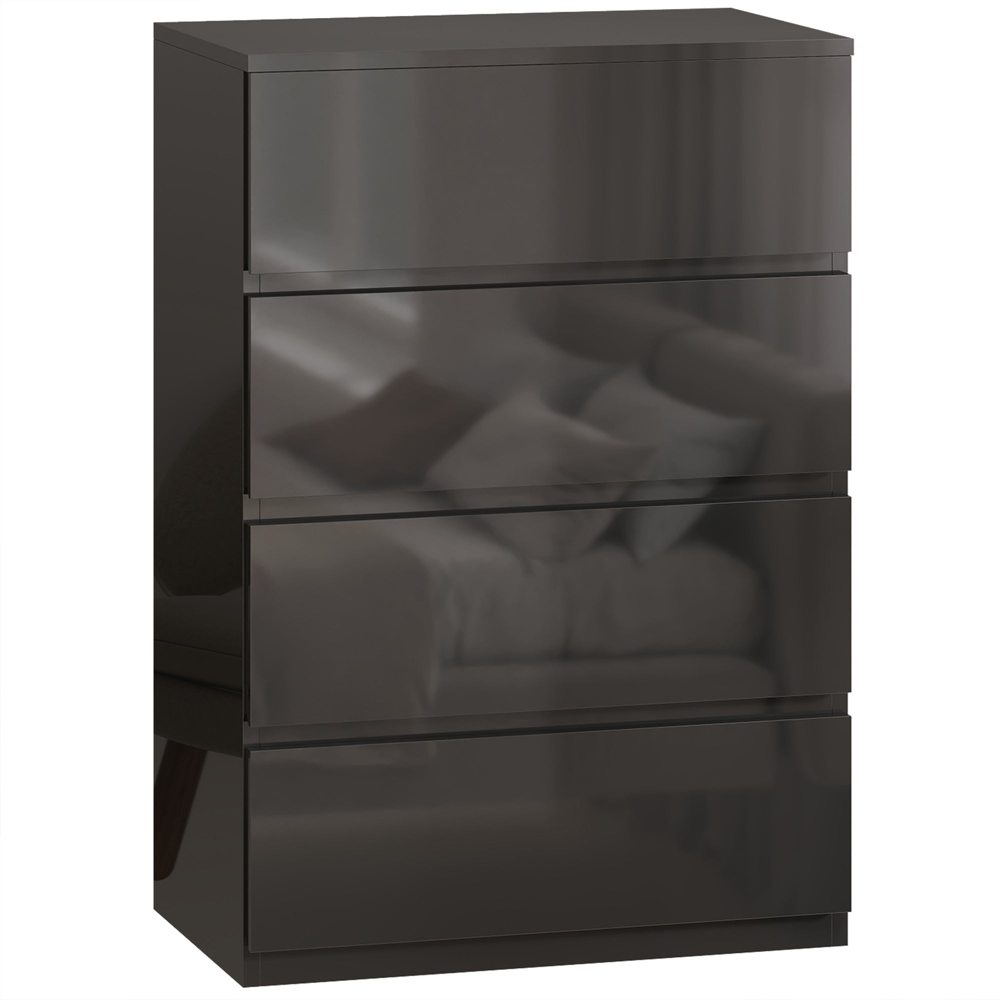 HOMCOM Chest of Drawers, 4-Drawer Storage Cabinets, Modern Dresser, Storage Drawer Unit for Bedroom