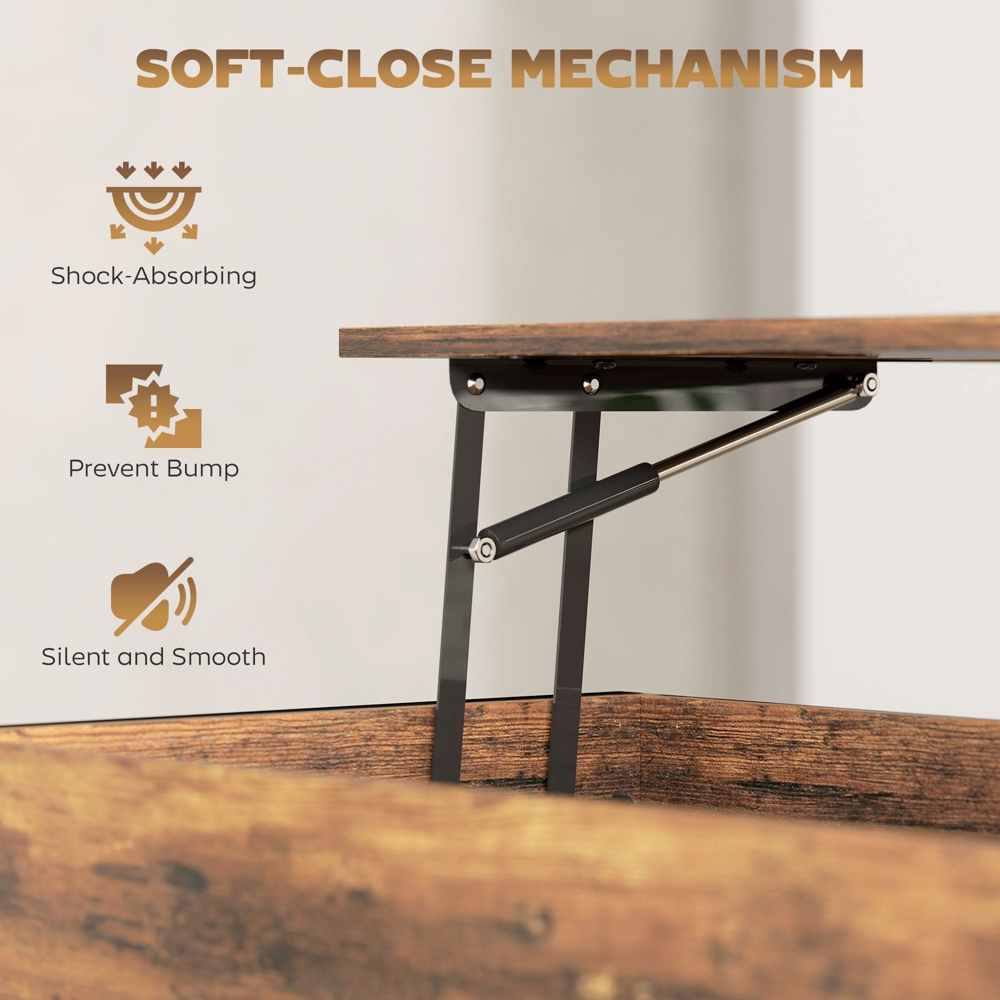 HOMCOM Lift-Top Coffee Table, with Storage - Rustic Brown