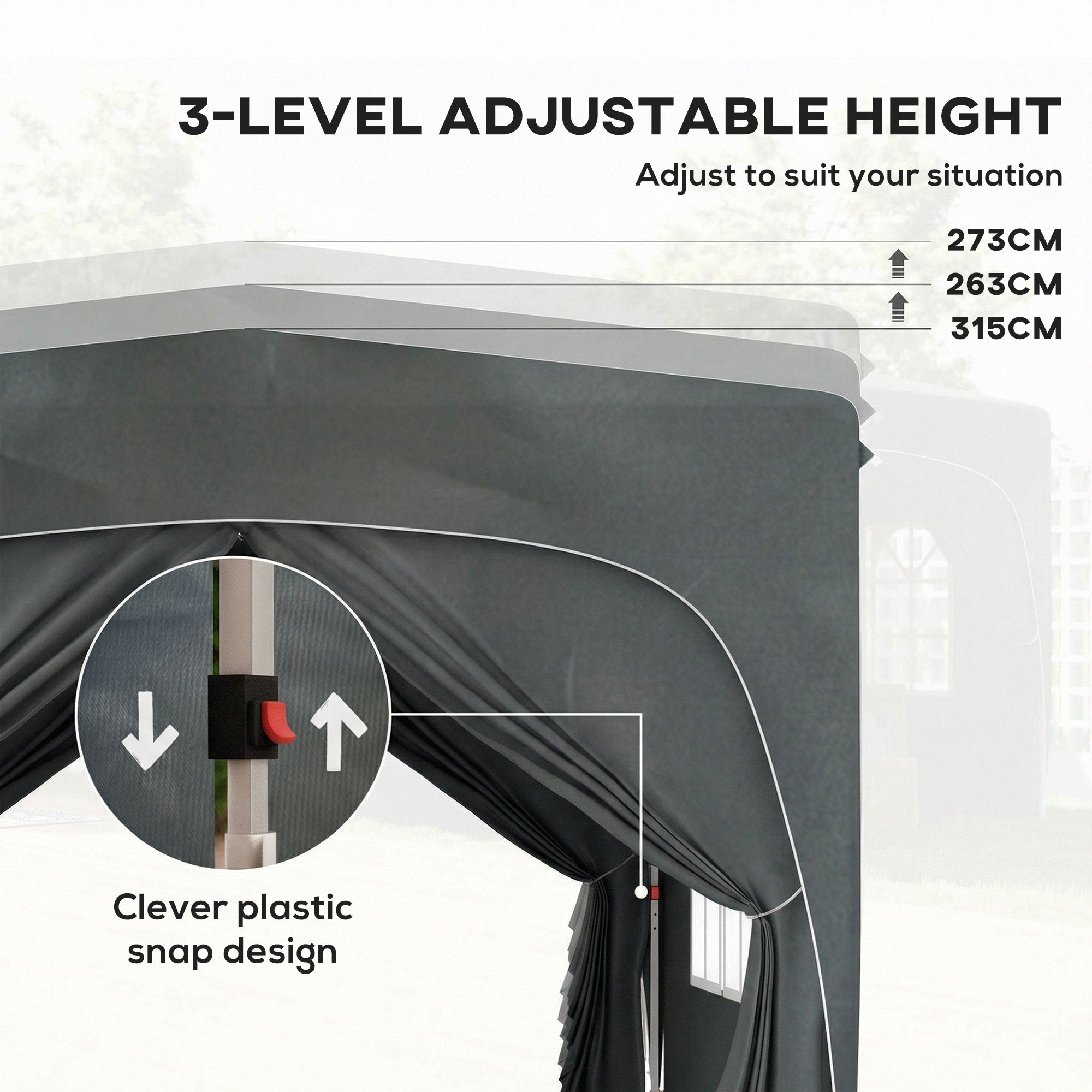 Outsunny 3 x 3m Pop-Up Gazebo Shelter, with Accessories - Dark Grey