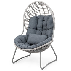 PE Wicker Egg Chair with Removable Seat and Back Cushion for Indoor Outdoor-grey