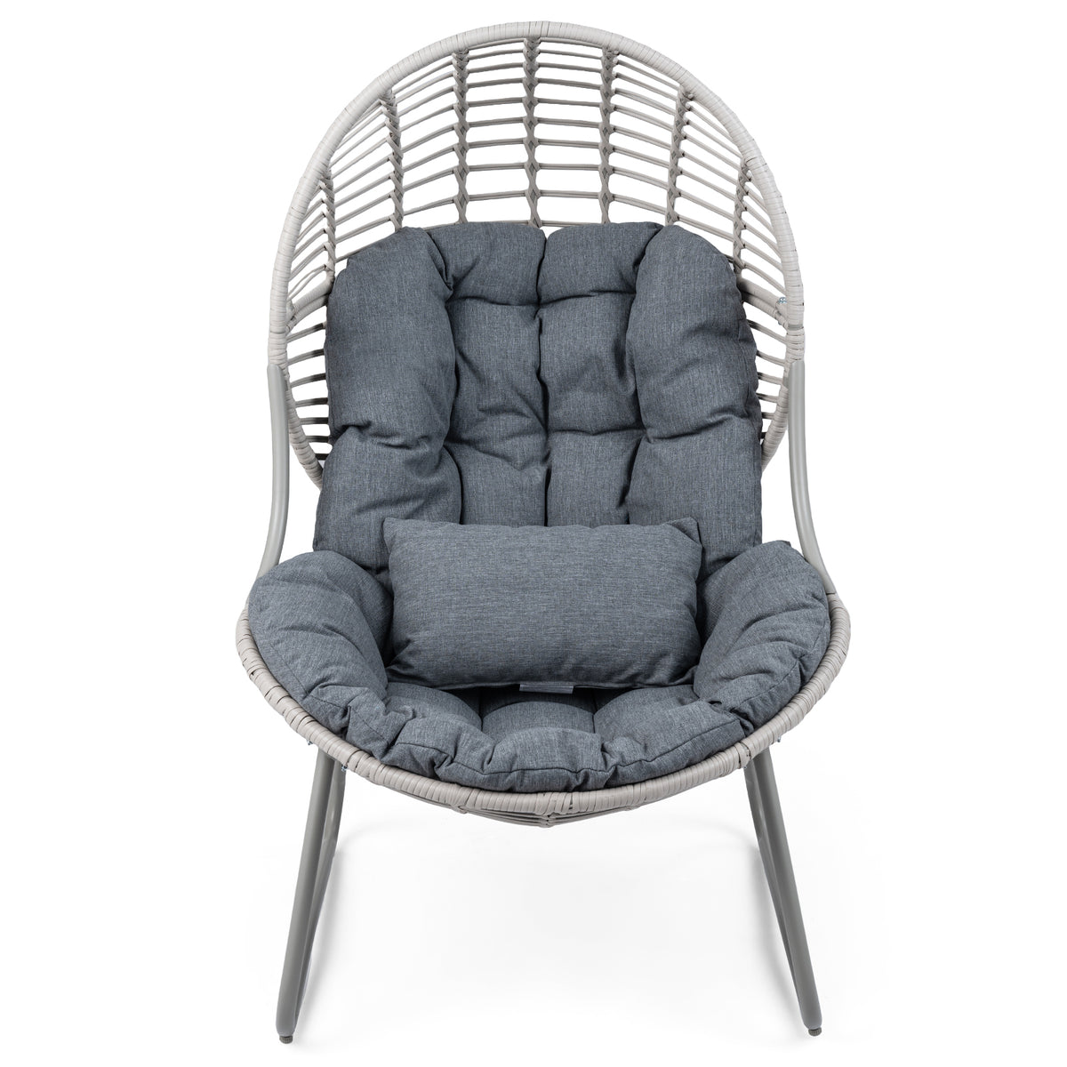 PE Wicker Egg Chair with Removable Seat and Back Cushion for Indoor Outdoor-grey