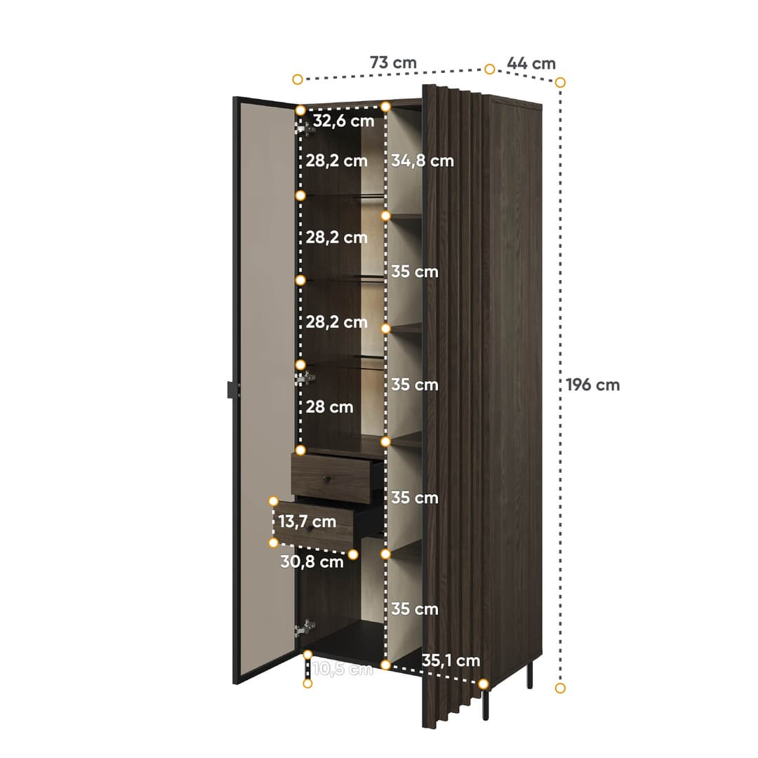Piemonte PE-02 Tall Display Cabinet 73cm - product image 4