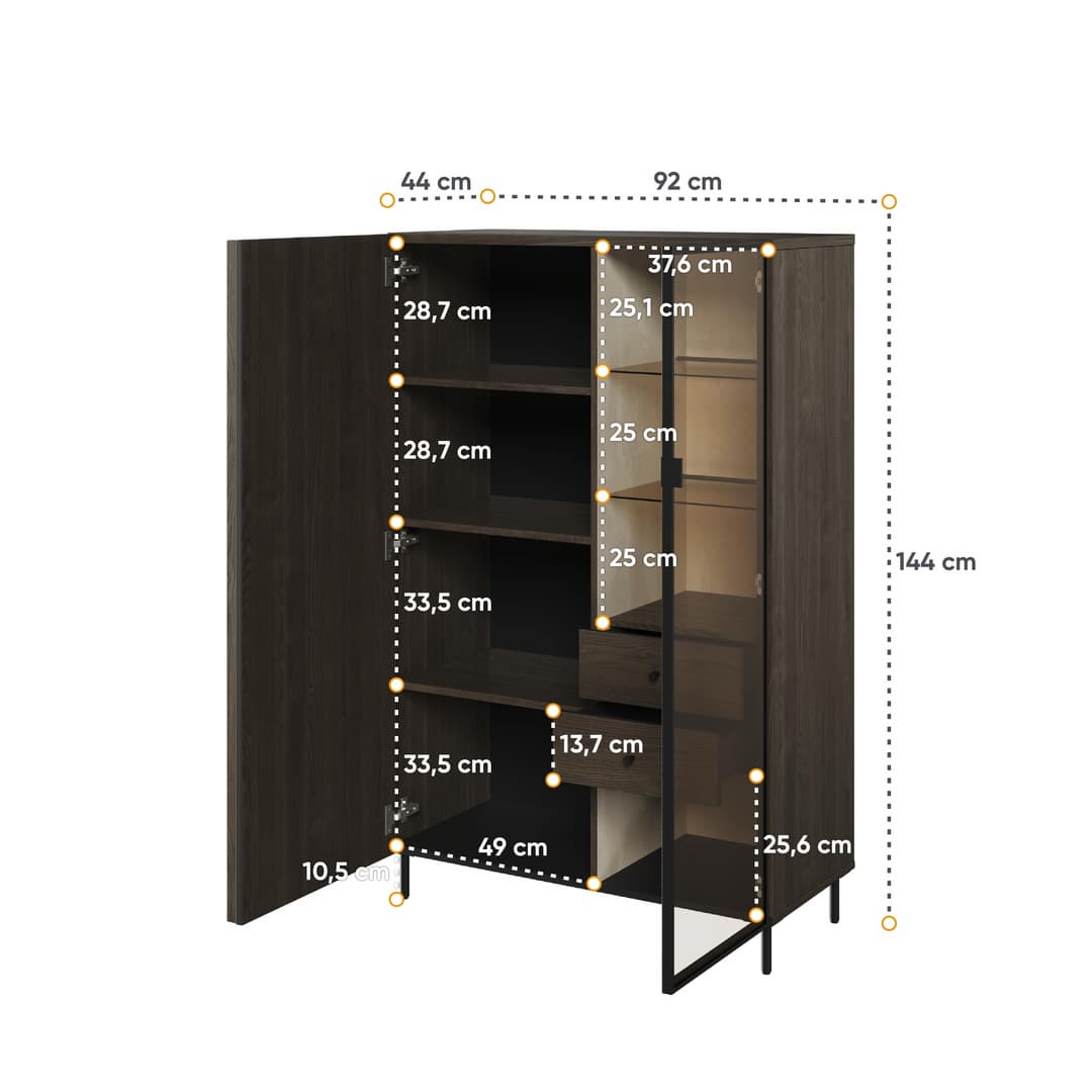 Piemonte PE-06 Display Cabinet 92cm