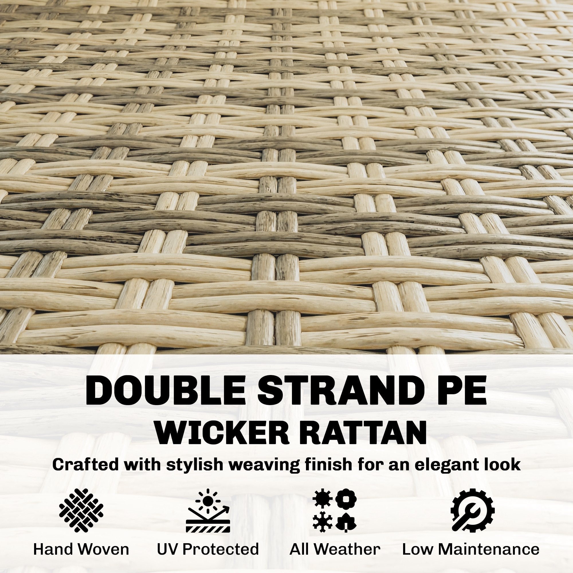 Outsunny 4 Piece Rattan Garden Furniture Set with 3-Seater Sofa, Armchairs, Table, Aluminium Frame Patio Conversation Set, Khaki