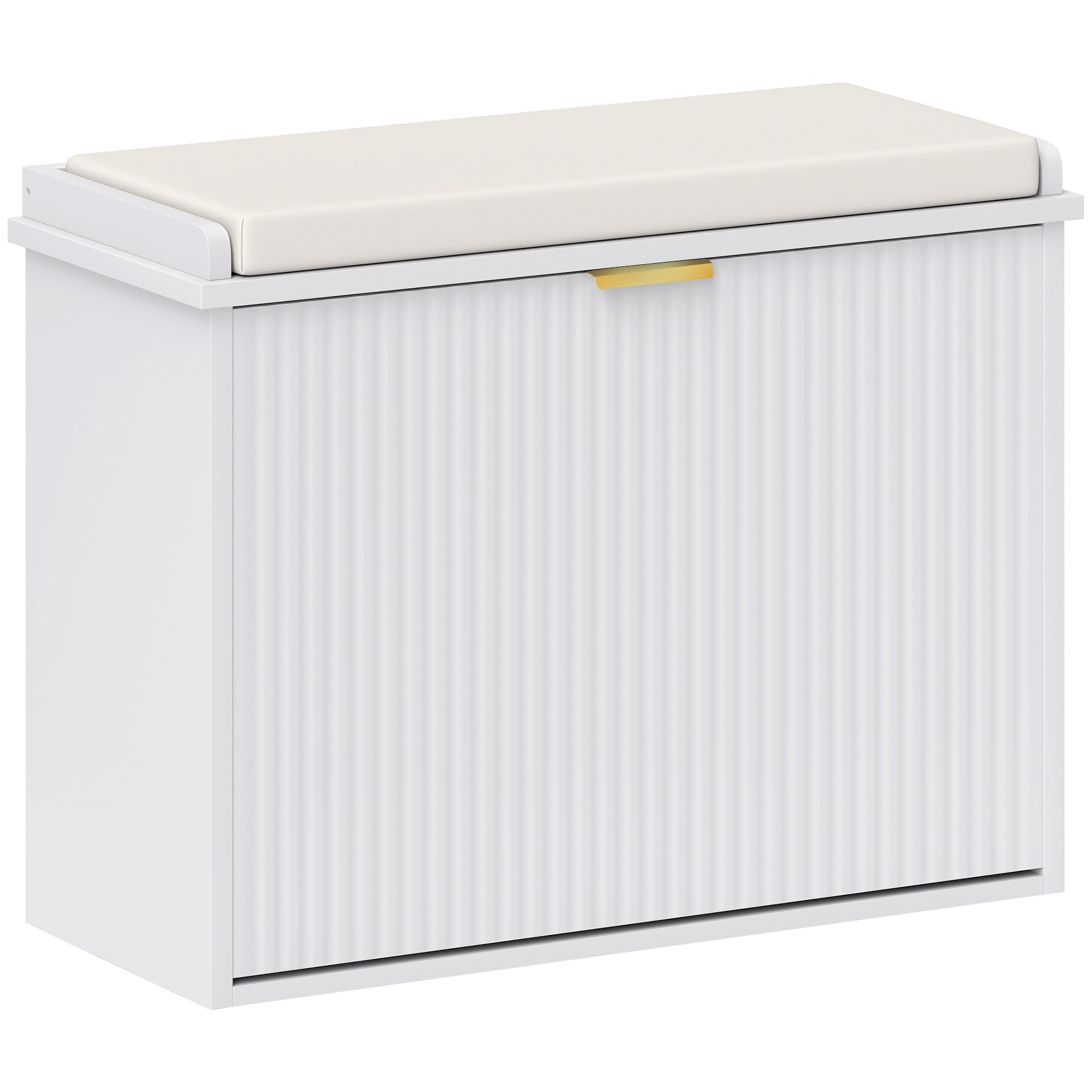 HOMCOM Elegant Six Shoe Bench, with Top Seat - White
