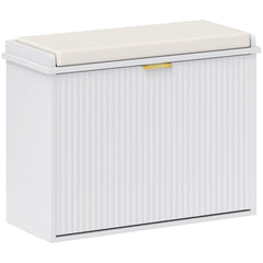 HOMCOM Elegant Six Shoe Bench, with Top Seat - White