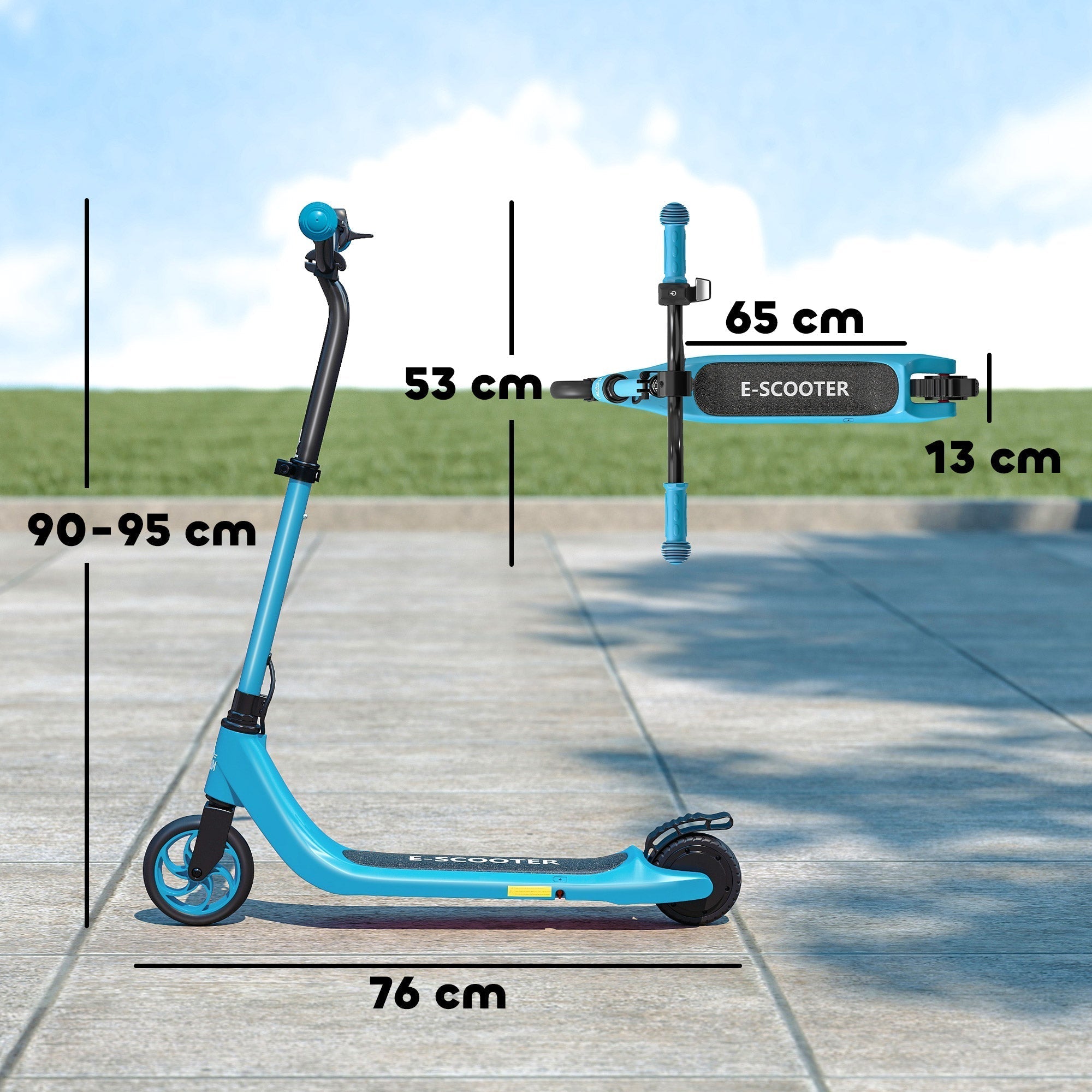 HOMCOM Electric Scooter, 120W Motor E-Scooter, Adjustable Height, Rear Brake for Ages 6+ Years - Blue