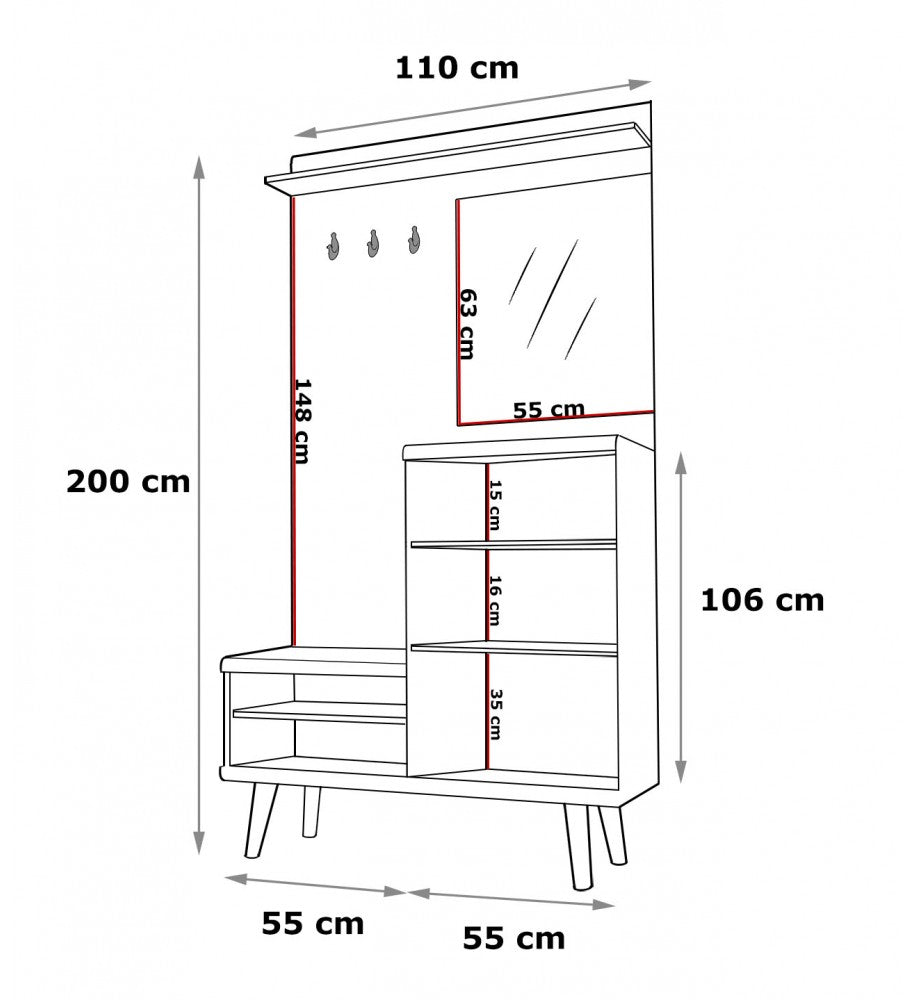 Primo Hallway Unit 110cm