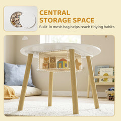 AIYAPLAY Kids Table and Chairs Set with Storage Bag Toddler Table and Chairs Set 3 Piece for Playroom White