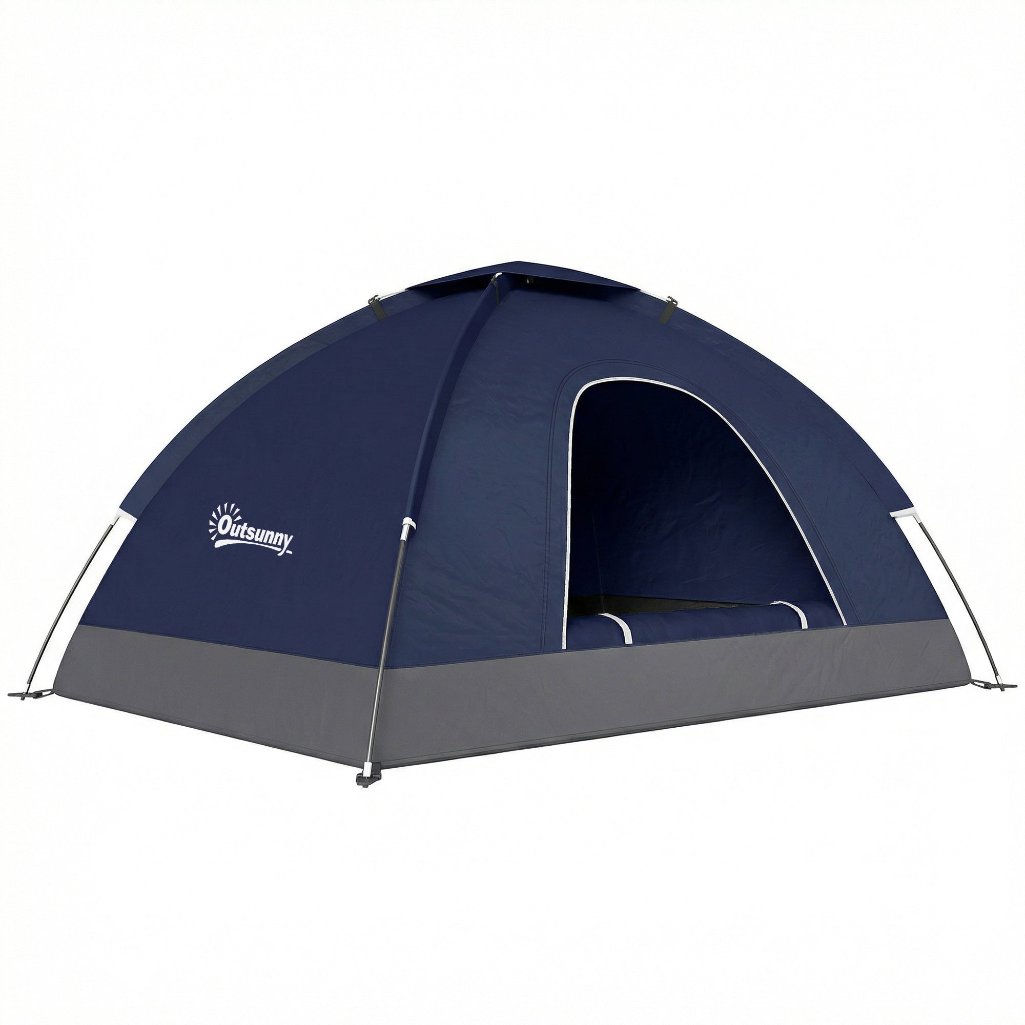 Outsunny 2 Person Camping Tent, Dome Tent with Zipped Doors, Storage Pocket, Portable Handy Bag, Navy Blue