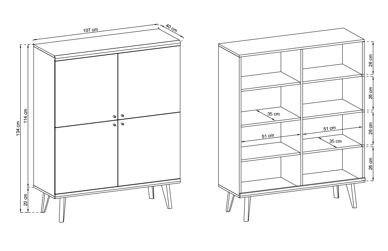 Primo Highboard Cabinet 107cm