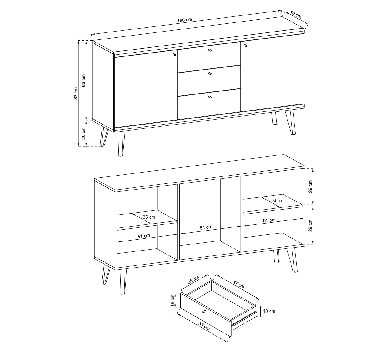 Primo Large Sideboard Cabinet 160cm