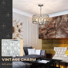 HOMCOM 51 Crystallite Four-Bulb Chandelier - Silver-Tone