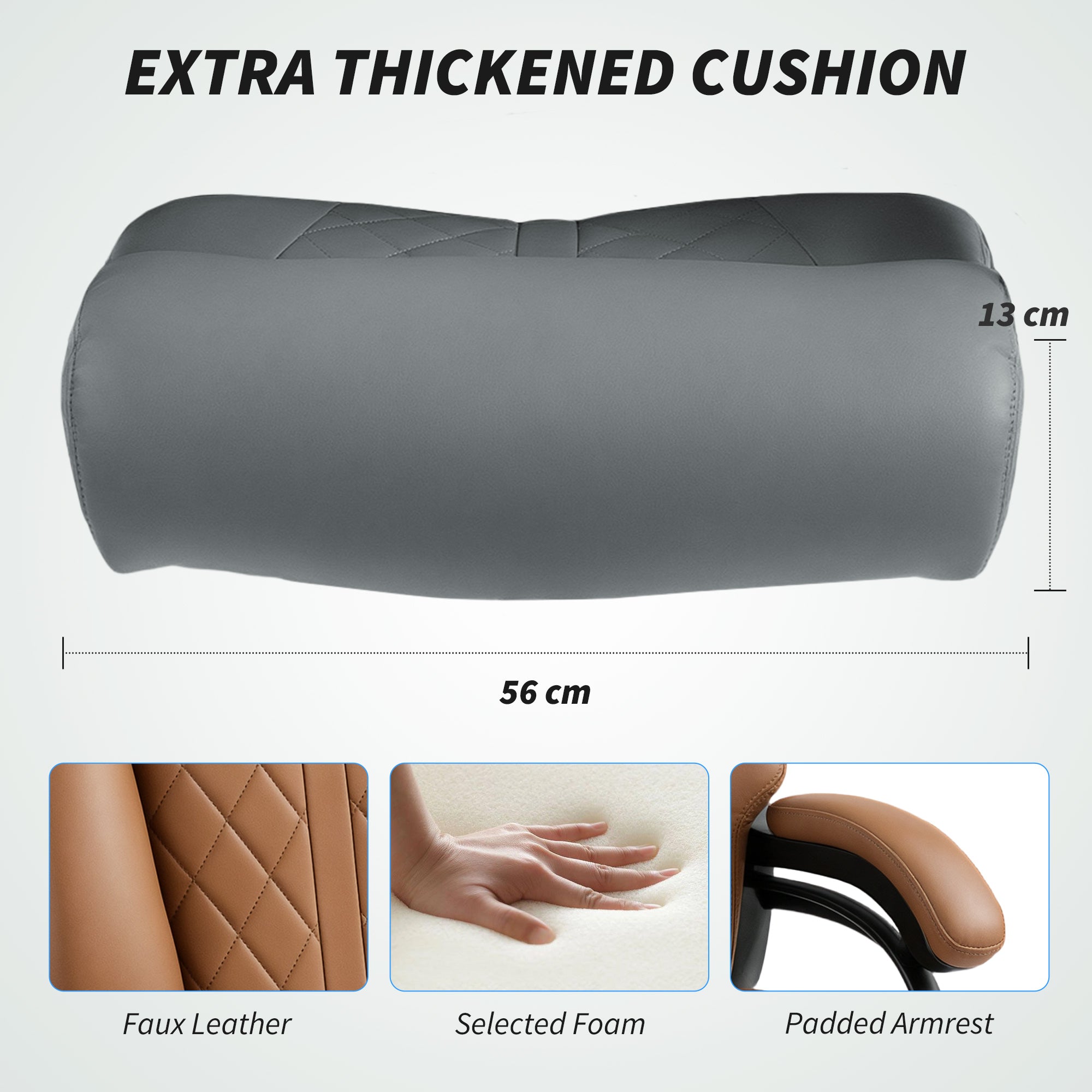 HOMCOM Super Padded Faux Leather Office Chair - Charcoal Grey