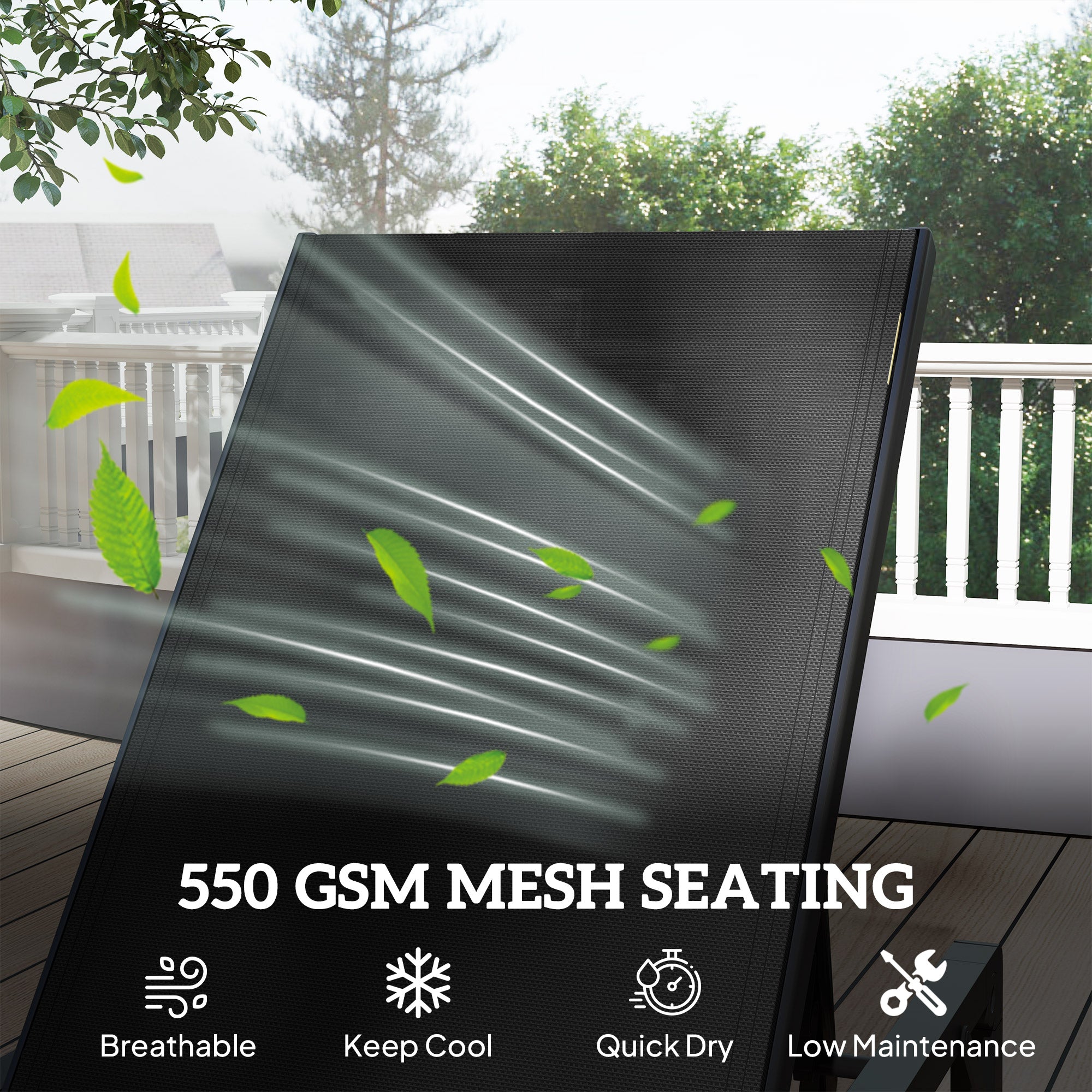 Outsunny Folding Sun Lounger, 5-Position Adjustable Reclining Garden Lounger, Garden Chaise Lounge Sunbed Recliner Chair with Steel Frame for Beach, Porch, Patio, Camping, Black