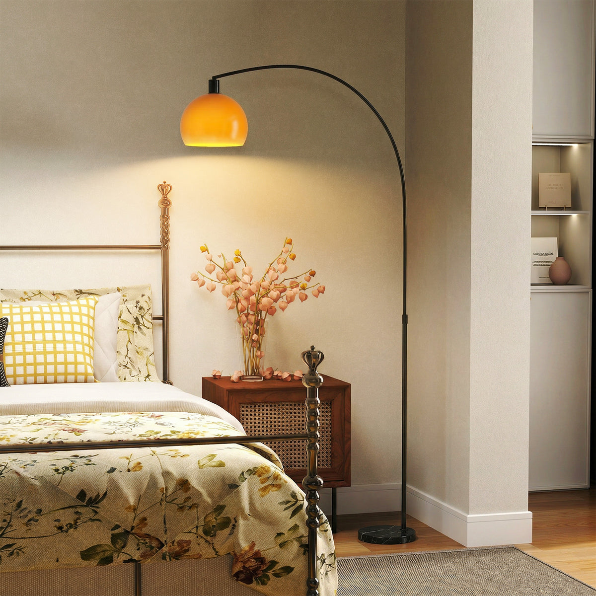 HOMCOM Floor Lamp for Living Room, Modern Standing Lamp with Shade & Foot Switch for Bedroom, Office, Black