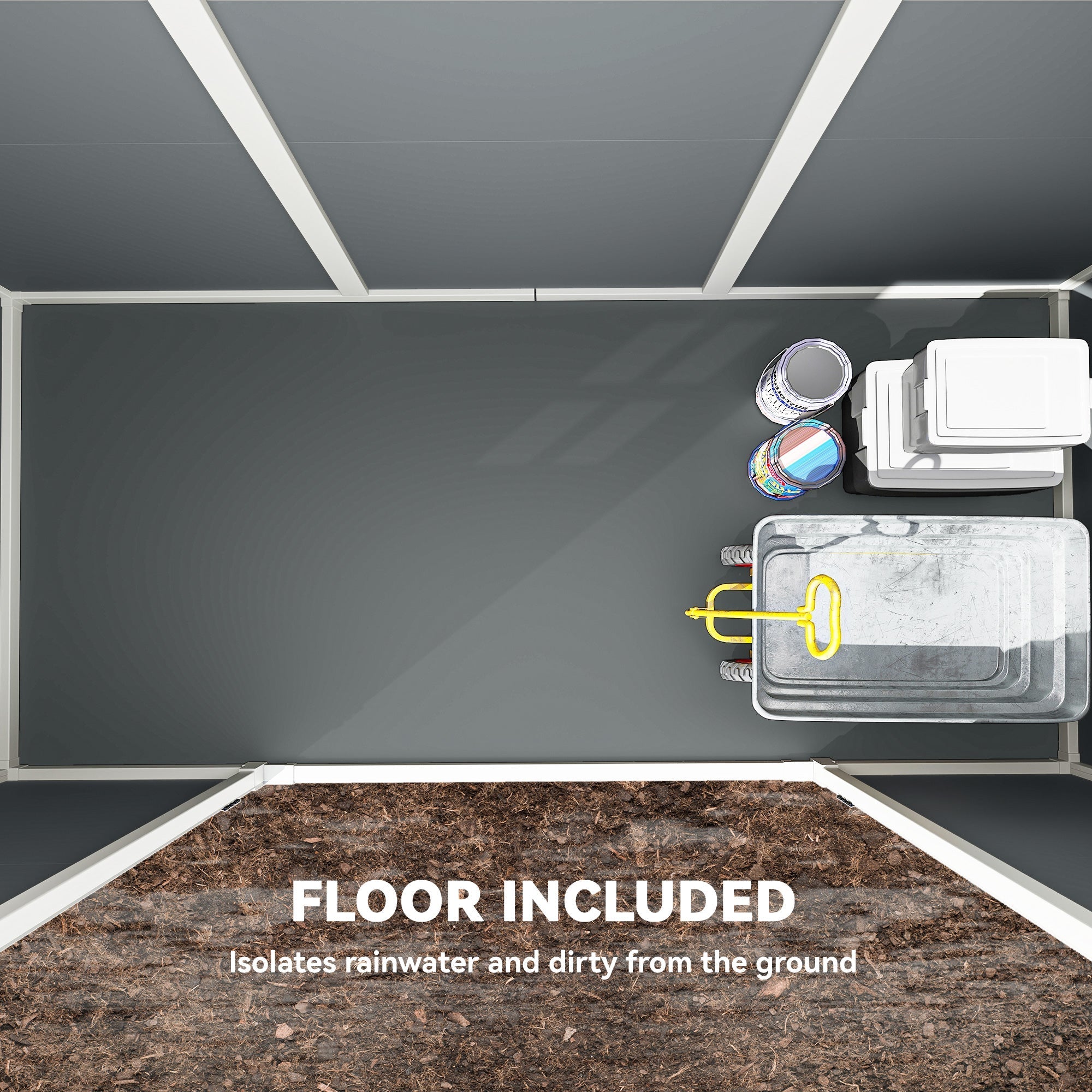 Outsunny 10 x 4 ft Resin Garden Shed, Outdoor Storage Shed with Floor, Windows, Lockable Doors and Vents, Grey