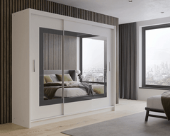White Mirrored Sliding Door Wardrobe 250cm – MARLOW