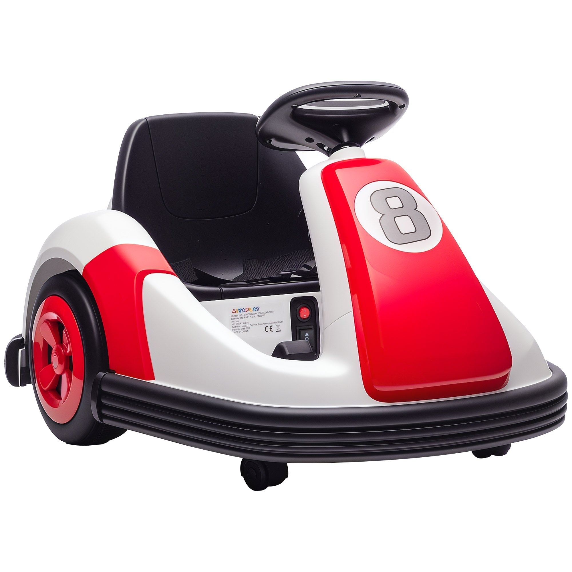 AIYAPLAY Kids Bumper Car with 360-Degree Rotation, 6V Electric Ride On Car with Music and Horn for 3-8 Years Old, Red