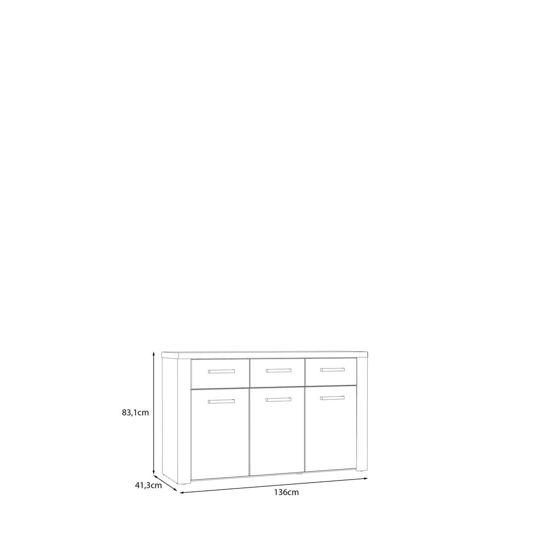 Portland Sideboard Cabinet 136cm in Oak Sand, image 4