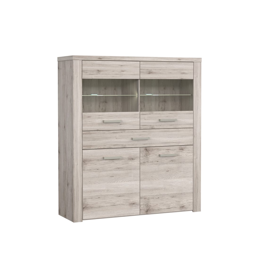 Portland Display Cabinet 126cm in Oak Sand, image 2