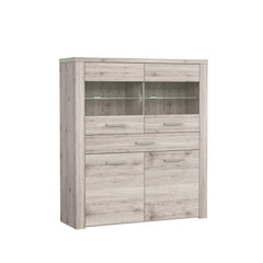 Portland Display Cabinet 126cm in Oak Sand, image 2
