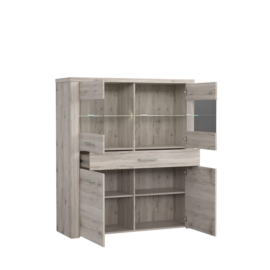 Portland Display Cabinet 126cm in Oak Sand, image 3