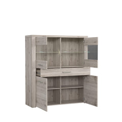 Portland Display Cabinet 126cm in Oak Sand, image 3