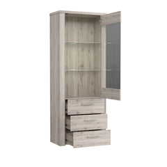 Portland Tall Display Cabinet 77cm in Oak Sand, image 3