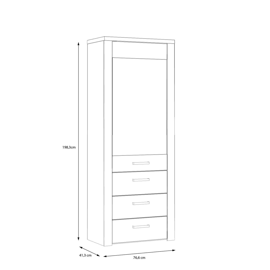 Portland Tall Display Cabinet 77cm in Oak Sand, image 4