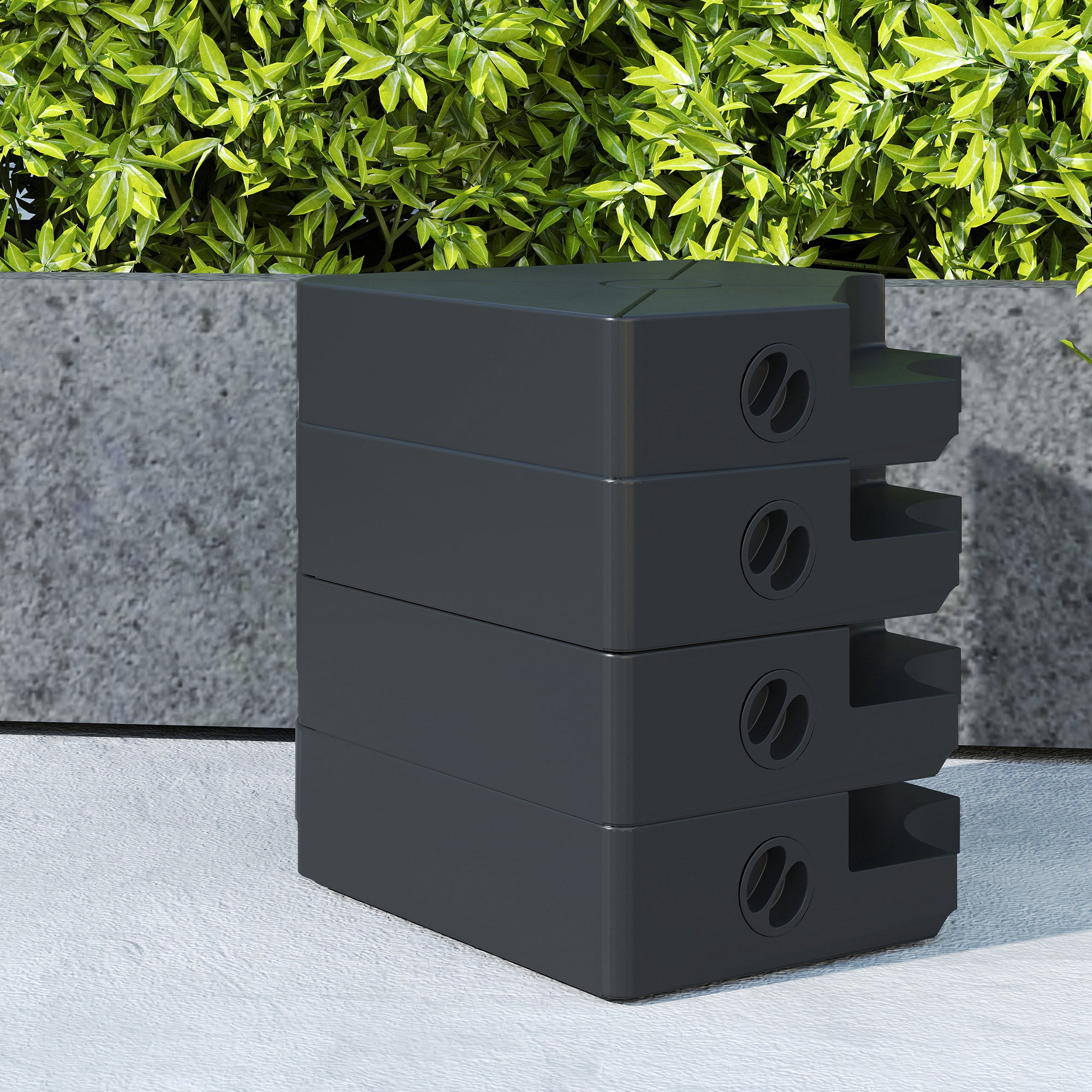 Outsunny Umbrella Weights for Cantilever Parasols, Set of 4 Heavy Duty Parasol Base Weights, 64kg Sand or 55kg Water Filled, Black