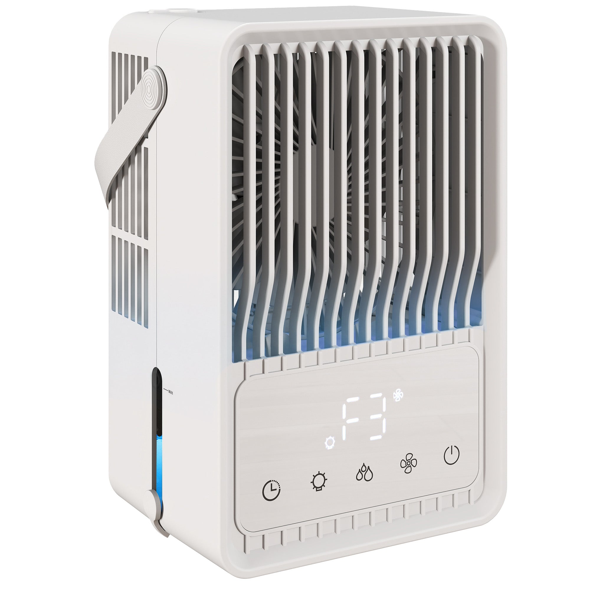 HOMCOM Desk Fan with Humidifier and RGB Light Portable Table Fan with 550ml Water Tank White