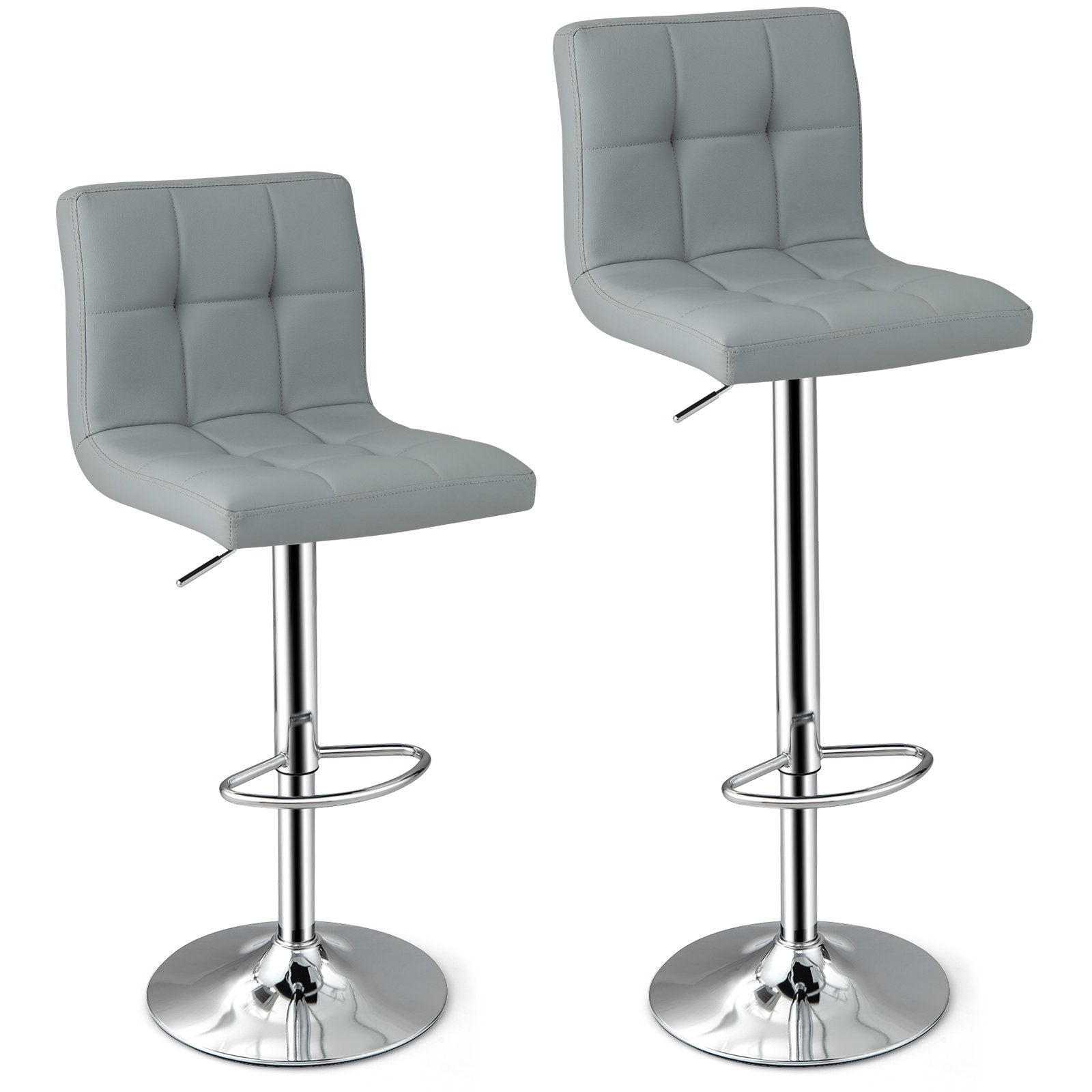 PU Leather Bar Chairs with Adjustable Height for Kitchen Island and Pub-Grey