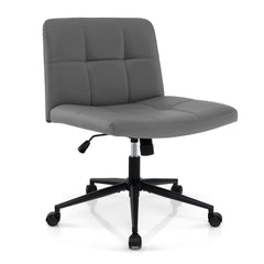 PU Leather Upholstered Cross-legged Office Chair with Wheels in Grey