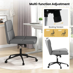 PU Leather Upholstered Cross-legged Office Chair with Wheels in Grey