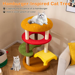 106 cm Modern Cat Tree with Padded Perch and Sisal Post for Indoor-Yellow