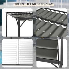 Outsunny 3 x 2.8m Metal Pergola, with Retractable Fabric Roof - Grey