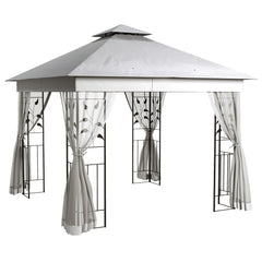 Outsunny 3 x 3m Steel Frame Double Roof Garden Gazebo - Light Grey