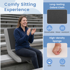 Padded Stadium Seat with Back Support and 6 Reclining Positions-Black