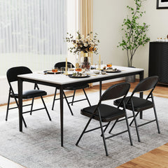 Padded Party Chairs with Metal Frame for Indoor Outdoor Use-Black