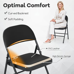 Padded Party Chairs with Metal Frame for Indoor Outdoor Use-Black