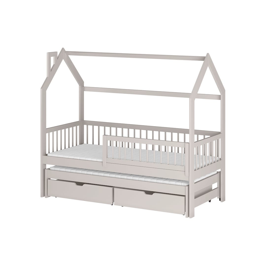 Wooden Single Bed Papi With Trundle