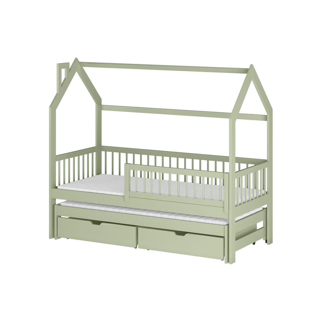 Wooden Single Bed Papi With Trundle