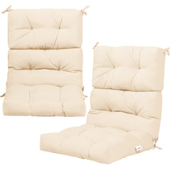 Patio Chair Seat Pads with Non-slip Rope Belts and Sun Protection for Indoor Outdoor Use-Beige