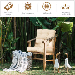 Patio Chair Seat Pads with Non-slip Rope Belts and Sun Protection for Indoor Outdoor Use-Beige