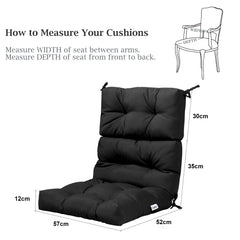 Patio Chair Seat Pads with Non-slip Rope Belts and Sun Protection for Indoor Outdoor Use-Black